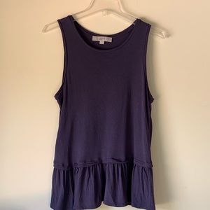 Purple peplum tank.